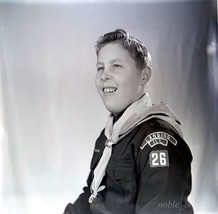 1950&#39;s Startled Cub Scout Lansing IL Photo B&amp;W Negative - £2.77 GBP