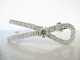 Crystal bow knot hair barrette clip bridal clip barrette medium fine hair - £7.95 GBP