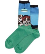 HOT SOX Women&#39;s Coolidges Poker Game Crew Socks 9-11 Green Dogs Novelty - $4.88 CAD