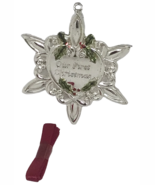 Ornament Our First Christmas Snowflake Silver Holly Berry Gorham Hang Ri... - €13,71 EUR