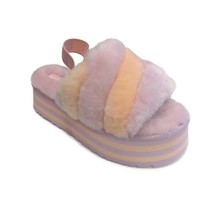 UGG Disco Stripe Slide Sheepskin Platform Slippers Size 11 Primrose Pink... - £47.14 GBP