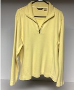 Tommy Bahama 1/4 Zip Sweater Size Women’s Size L 100% Cotton Yellow Pull... - $337.62 MXN