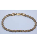 18K Two Tone Gold Braid Design Diamond Cut Beaded Fancy Link Chain Bracelet - $1,341.17 CAD
