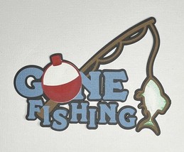 Gone Fishing Title Die Cut Scrapbook Embellishment Junk Journal Paper Piecing - £2.37 GBP