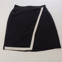 J Crew Women Sz 6 Crepe Tilted Wrapped Pencil Lined Skirt Black/White Edge C5875 image 6