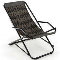 Outdoor Patio PE Wicker Rocking Chair with Armrests and Metal Frame-Gray... - €101,06 EUR