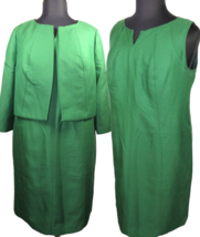 Talbots Plus Size 14W-16W Green Textured Jacket Sheath Dress Suit Set Career - $99.99