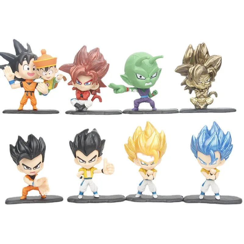 8 Pcs/Set Dragon Ball Q Ver. Figure Son Goku Gohan Piccolo Super Saiyan Beijita - £23.60 GBP