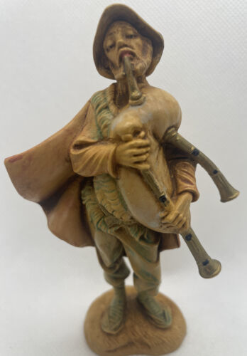 Primary image for Vintage Fontanini Nativity Figurine Shepherd Josiah w Bagpipe #103 5" Spider