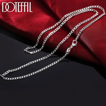 DOTEFFIL 925 Silver 2mm 16/18/20/22/24/26/28/30 Inch Side Chain Necklace For Wom - £14.18 GBP