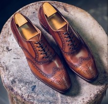 Mens New Hand Stitch Brown Oxford Lace Up Outfit Shoes - £113.76 GBP