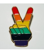 PRIDE Colors Peace Sign Logo Metal Enamel Pin NEW UNUSED - $7.84