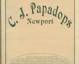 C J Papadops Menu Newport Tennessee 1990&#39;s - $21.78