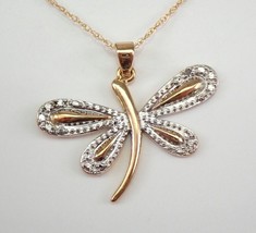 14k Yellow Gold Over 1.00Ct Simulated Diamond Dragonfly Pendant christmas Gift - £76.28 GBP