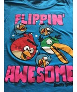 Angry Birds Girls Blue Pink FLIPPIN’ AWESOME Short Sleeve Shirt Large - £5.10 GBP