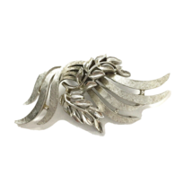 Crown Trifari Brooch Vintage 60&#39;s Brushed Silver Tone Swag Modernist - £15.18 GBP