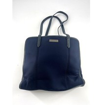 Vintage Coach Tote Bag Navy Blue Purse Shoulder Zipper Pockets Stretchy ... - $106.24