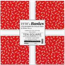 Ten-Square Flowerhouse 1930&#39;s Basics Debbie Beaves Layer Cake Fabric M541.23 - £29.55 GBP