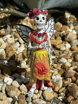 Miniature Fairy Garden Day-of-the-Dead Poppy Fairy Skeleton Fairy Halloween - £9.45 GBP