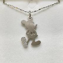 Mickey Mouse Silhouette CZ Pendant Necklace in Sterling Silver, Gift For Her - £67.93 GBP