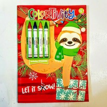 Colortivity Activity Book Coloring Crayons Stickers Puzzle Games Sloth Christmas - £3.88 GBP