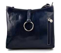 Leather women handbag shoulder bag women purse luxury bag blue women han... - $160.00