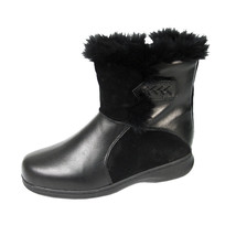  PEERAGE Bryn Women Wide Width Side Zipper Fleece Lined and Furry Ankle Boots - £63.90 GBP