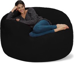 Huge 5&#39; Memory Foam Furniture Bean Bag - Big Sofa With Soft Micro, Onyx Black. - £180.44 GBP