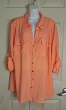 Coral Bay Orange Roll Tab Sleeve Button Down Blouse Top Size 3X - £11.38 GBP