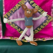 Whimsical Mouse Figure Posable Anthropomorpic Toy Chenille Ceramic Arms Kitschy  - £10.27 GBP