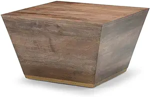 Abba Solid Mango Wood 28 Inch Wide Square Modern Coffee Table In Dark Br... - $568.99