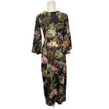 Isabel Marant Dress Womens 34/ US 2 Black Floral Cotton Maxi Bell Sleeve... - $180.49