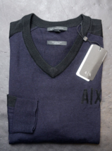 Armani Exchange A/X Men&#39;s Slim Fit 100% Merino Wool V Neck Knit Sweat Sweater M - £43.65 GBP
