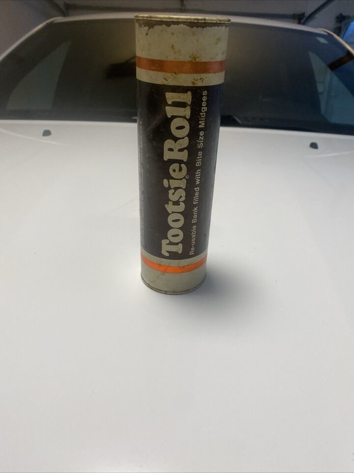 Vintage Tootsie Roll Bank 7 inch cardboard/metal  bank From The 1980’s - $7.70