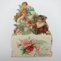 Vintage Valentine 3D Pop Up Die Cut Blonde Girl Boy Sailor Suit Pink Rose Flower - £10.38 GBP