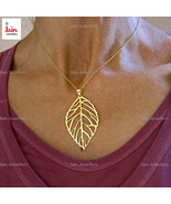 Fine Jewelry 18 Kt Solid Yellow Gold Big Skeleton Leaf Chain Necklace Pe... - £2,070.18 GBP+