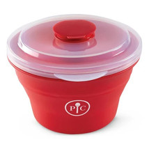 Pampered Chef Microwave Popcorn Maker #1457 Red Silicone With Lid NEW - $19.99