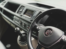 Fits Volkswagen Lt Van Mk 2 96-03 Black Leather Steering Wheel Cover Black Seam - £39.30 GBP