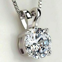 14K White Gold Plated 2 Ct Round cut Solitaire Moissanite Pendant without Chain - $98.16