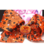 JoJo Siwa Hair Clip Large Bow Halloween Orange black ghosts Pumpkin bats... - $136.00 MXN