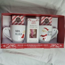 New Mr Claus &amp; Mrs Claus Mug Set Hot Cocoa Mix, Marshmallows &amp; Peppermin... - £16.24 GBP