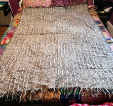 Vintage Avoca Handweavers Irish Wool Throw Blanket  48&quot;x64&quot; Neutral Brown - $40.00