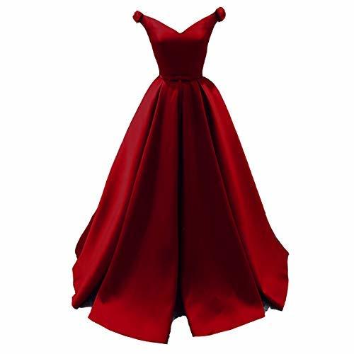 Off The Shoulder V Neck Long Formal Prom Evening Dresses Party Wine Red US 14