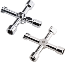 LUTER 2Pcs 4-Way Utilities Keys, Zinc Alloy Radiator Key Cross Triangle Square W - £9.47 GBP