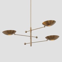 3 Light Mid Century Modern Raw Brass Pendant Sputnik chandelier light Fixture - £346.41 GBP