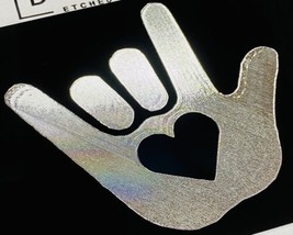Engraved Sign Language I Love You Car Tag Diamond Etched Aluminum License Plate - £15.98 GBP