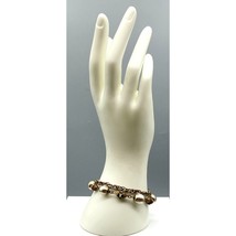 Vintage Chain and Pearl Bracelet, Gold Tone Chic Double Strand with Glass Baroqu - £37.89 GBP