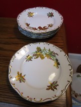 Zsolnay Hungary 6 Salad Plates Golden Iris Flowers 1960s - £136.84 GBP