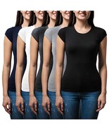 5 Pack Basic Cotton Stretch T Shirts  Black/White/Grey/Navy/Charcoal, X-... - £29.88 GBP