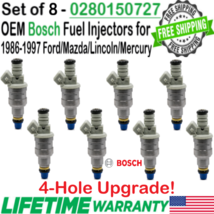 OEM Bosch x8 4-Hole Upgrade Fuel Injectors for 1987, 88, 1989 Ford F-350 7.5L V8 - £148.07 GBP